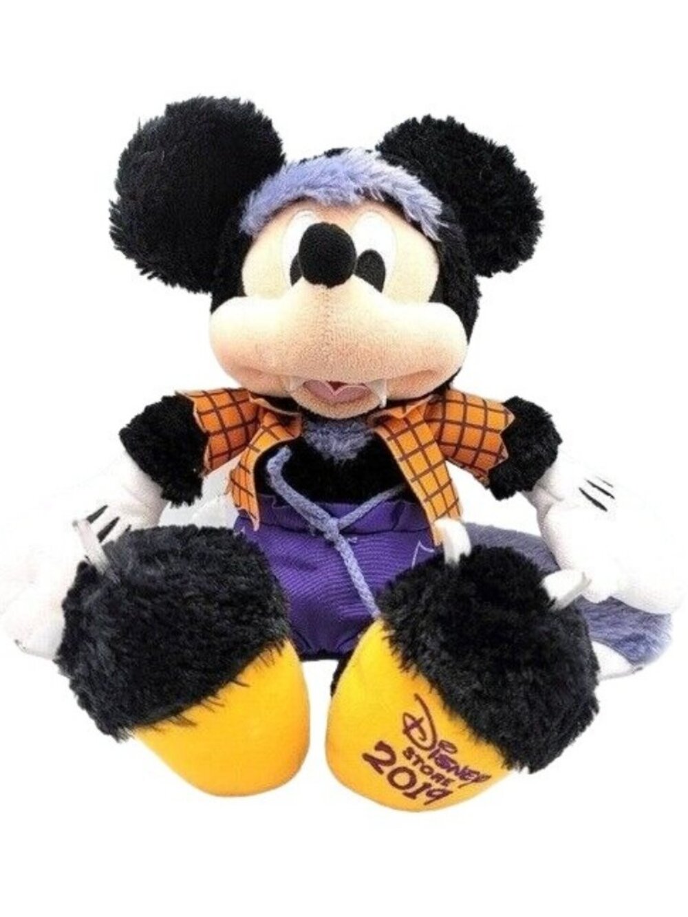 Disney Halloween Mickey Mouse Werewolf Plush Toy Shaggy Fangs Tail Costume 2019
